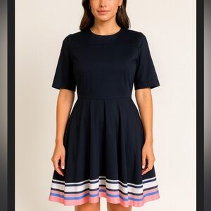 Curete Luxury Designer Short Sleeve Black Dress with Ribbon Hem 12